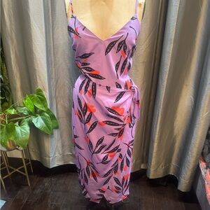 Elegant Purple Leaf Print Dress